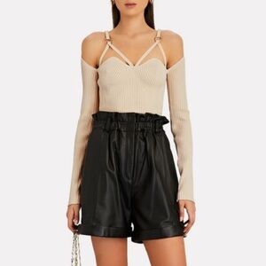 Nicholas Janine Rib Knit Cage Top Ivory Size Large